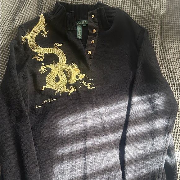 Ralph Lauren Sweaters - Ralph Lauren Black Turtleneck with Gold Dragon